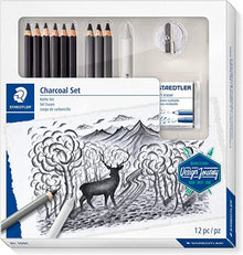 Staedtler Set de 12 crayons fusain assortis