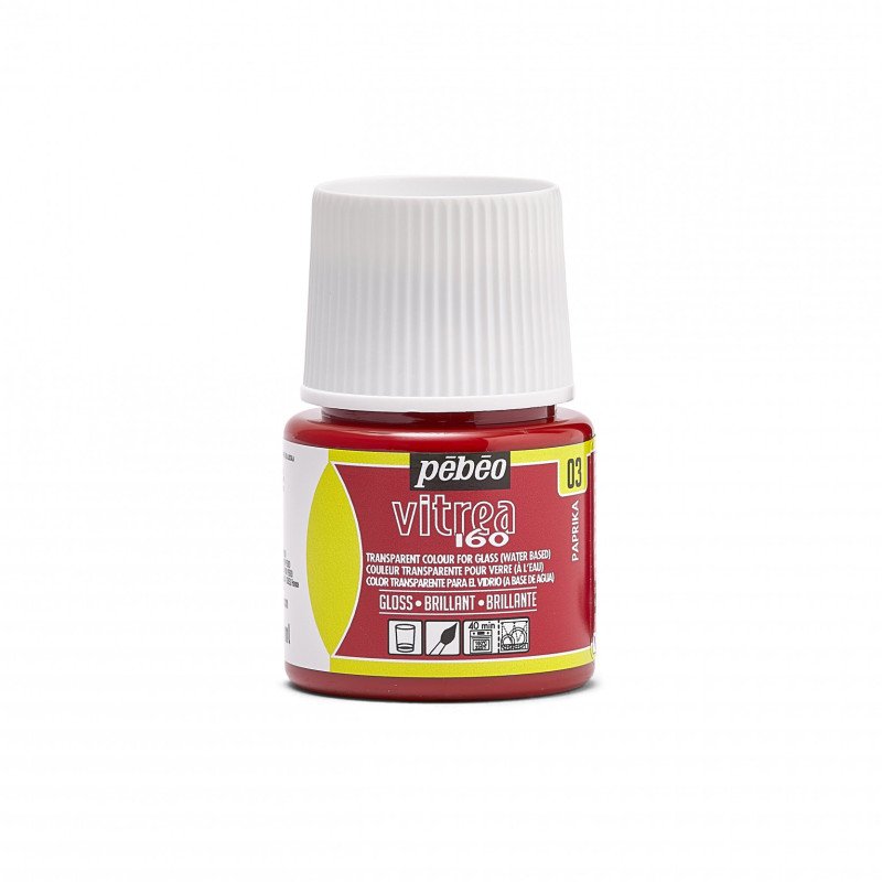 Pebeo Vitrea 160 Peinture sur verre 45 ml Glanzend - 03 - Rouge paprika