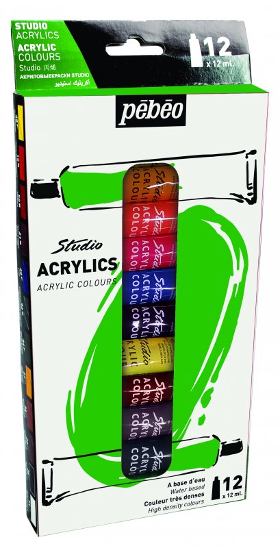 Pebeo Studio Acrylic Sets 12 ml - 12 pack