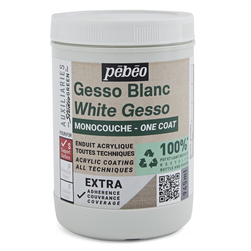Pebeo Studio Green Gesso - Monocouche Blanc - 945 ml