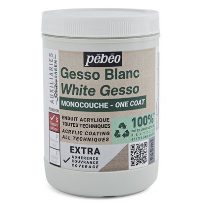 Pebeo Studio Green Gesso - Monocouche Blanc - 945 ml