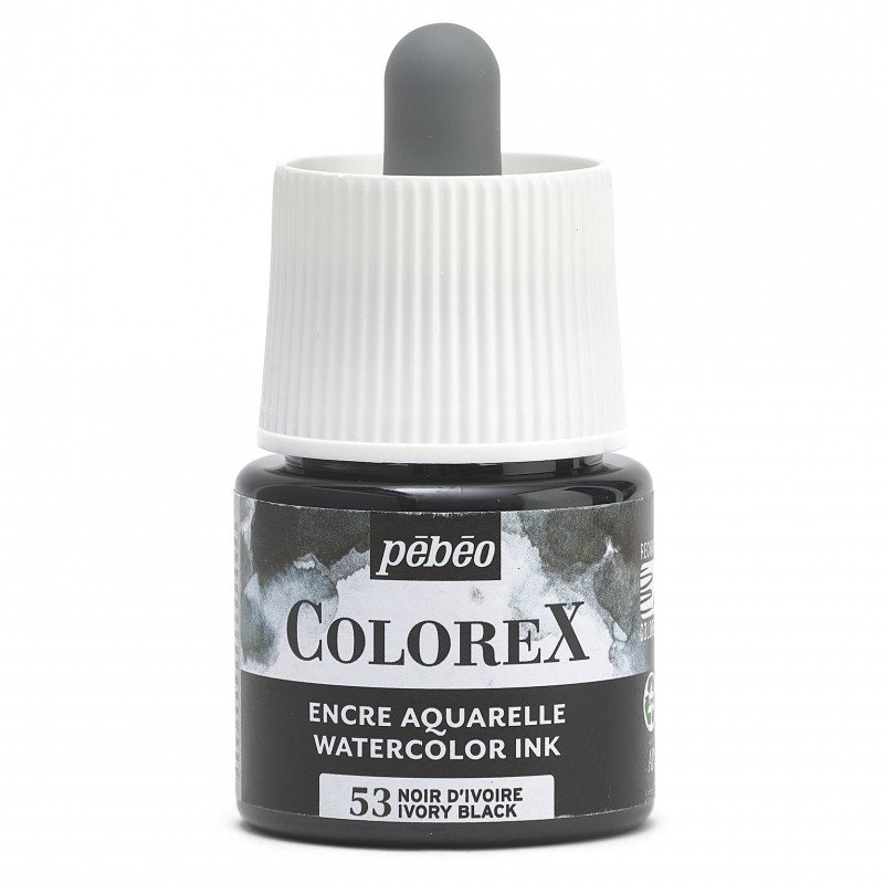 Pebeo Colorex Encre aquarelle 45 ml - 53 - Noir d'ivoire
