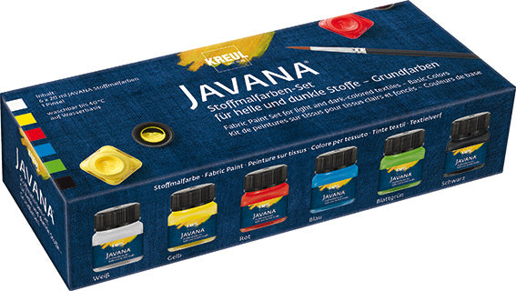 Kreul Javana Peinture textile Sets - Couleurs de base - 6 pièces