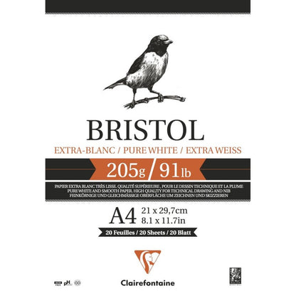 Clairefontaine Papier Bristol - Bristol 205 g - A4 - 20 feuilles