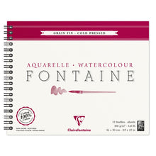 Clairefontaine Fontaine Aquarelblok 300 g Fijne Korrel - 24 x 30 cm - spiraal - 12 feuilles