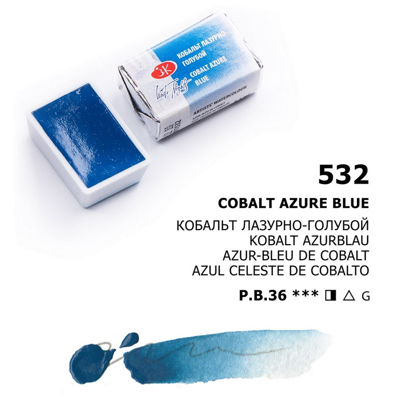 White Nights Watercolour Pan 2.5 ml - Kleuren A-M - Cobalt Blue Azure