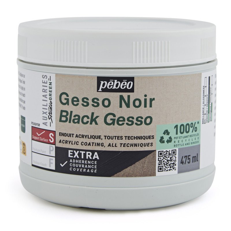 Pebeo Studio Green Gesso - Noir - 475 ml
