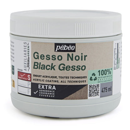 Pebeo Studio Green Gesso - Noir - 475 ml
