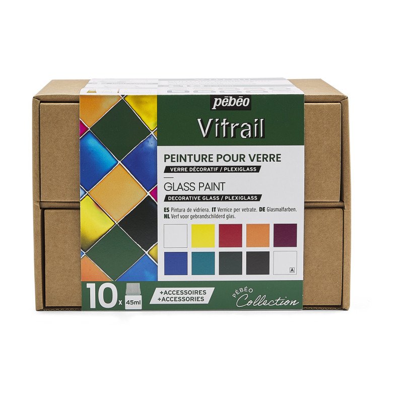 Pebeo Vitrail Glasverf Sets - Workbox Assortment - 10 x 45 ml