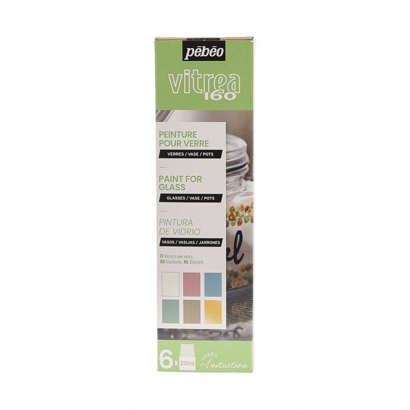 Pebeo Vitrea 160 Peinture sur verre Sets - Pastelkleuren - 6 x 20 ml