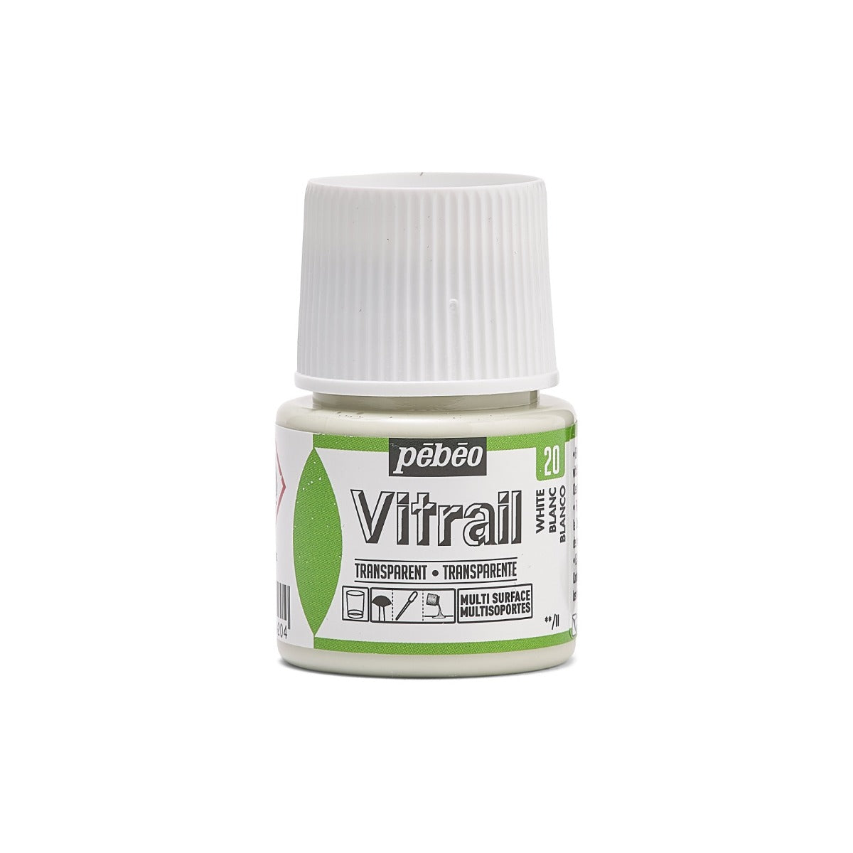 Pebeo Vitrail Transparent Peinture sur verre 45 ml - 20 - Blanc