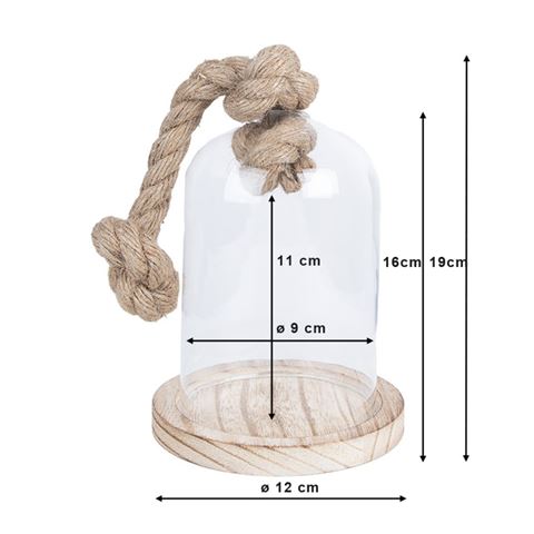 Clayre Eef 6GL2220 Cloche en Verre Transparent 12x19 cm — 2