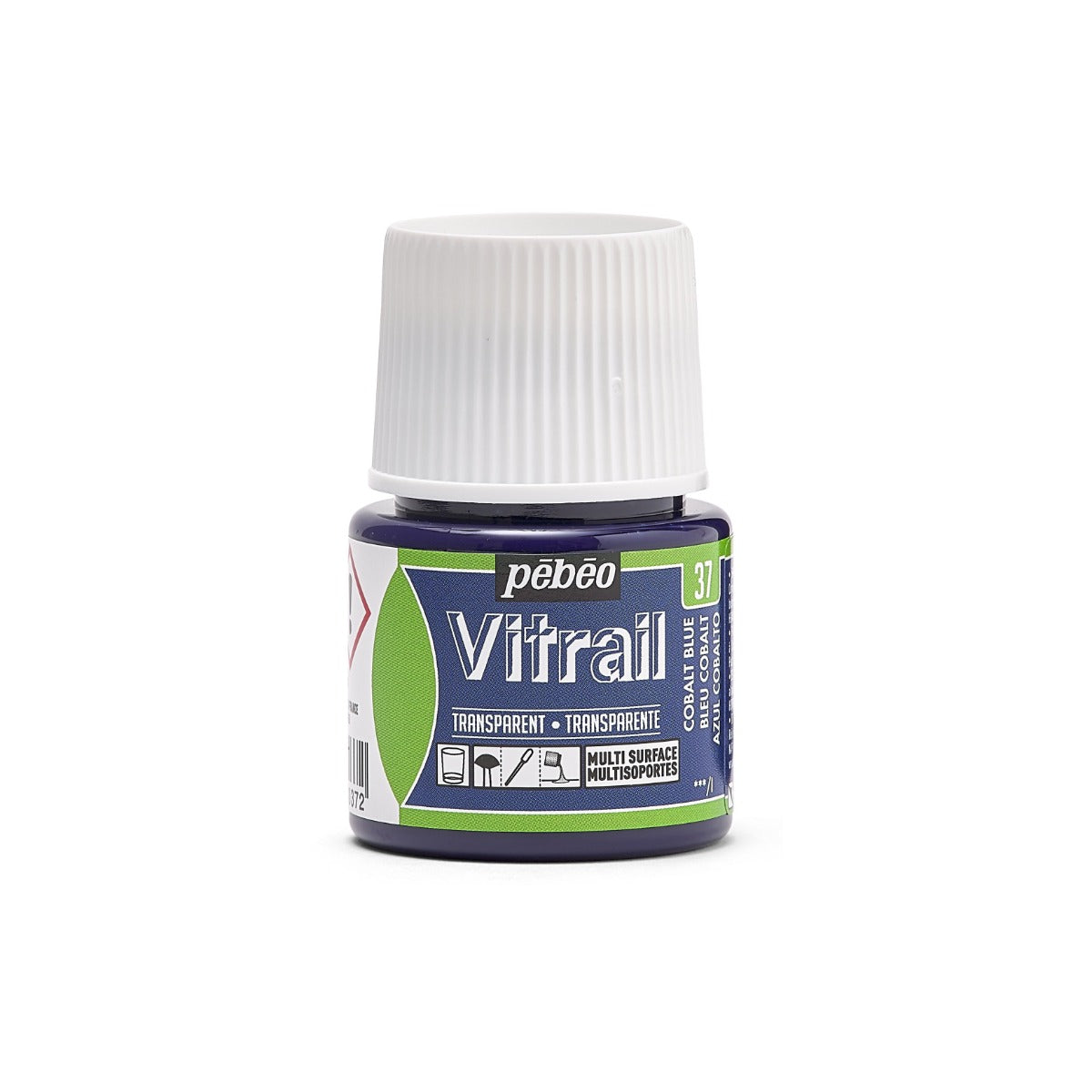 Pebeo Vitrail Transparent Peinture sur verre 45 ml - 37 - Bleu cobalt
