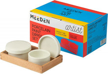 Meeden Accessoires de peinture pour pinceaux et médiums - Godet double en céramique avec plateau en bois