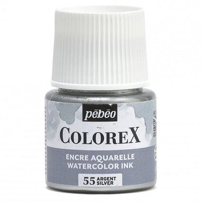 Pebeo Colorex Encre aquarelle 45 ml - 55 - Metallisch Argent