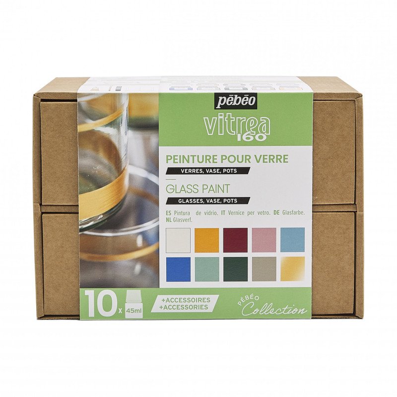 Pebeo Vitrea 160 Peinture sur verre Sets - Workbox Studio Collection - 10 x 45 ml