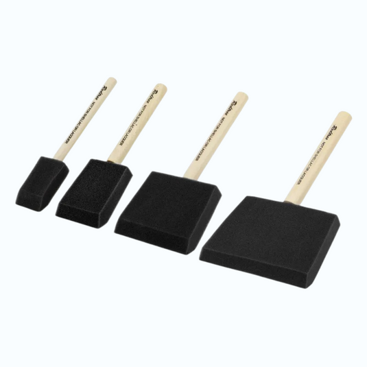 Quatre pinceaux à tête en mousse noire, de 25 à 100 mm