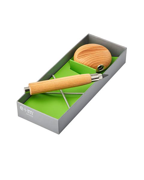 Coffret E+M Workbox avec porte-mine Workman en frêne, taille-mine rond et support de présentation