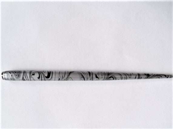 Deml Lacquered Wooden Calligraphy Nib Holder - Black & Silver Marble Swirl