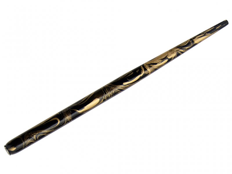 Deml Lacquered Wooden Calligraphy Nib Holder - Black & Gold Marble Swirl
