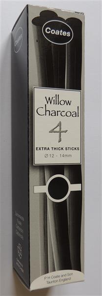 Coates Willow Charcoal Sticks - Extra Thick 12-14 mm - 4 pièces