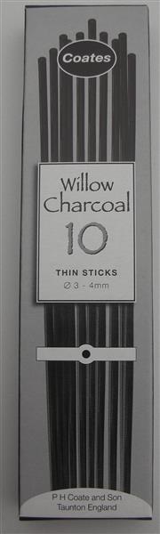 Coates Willow Charcoal Sticks - Thin 3-4 mm - 10 pièces