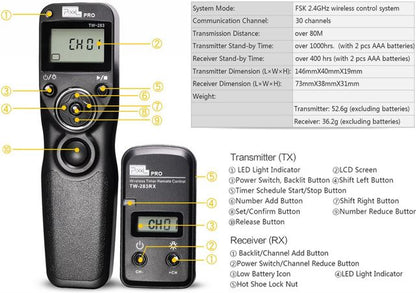 Pixel Télécommande Minuteur Sans Fil TW-283/DC0 pour Nikon — 7