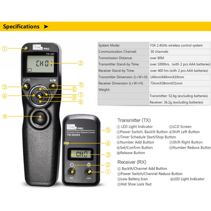 Pixel Timer Télécommande Sans Fil TW-283/E3 pour Canon — 7