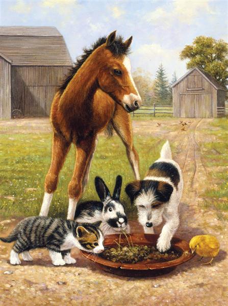 R&L Junior Small A4 Peinture par numéros - Lunchtime With Friends