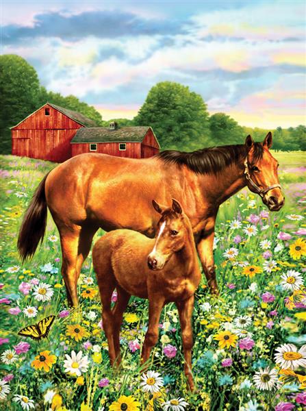 R&L Junior Small A4 Peinture par numéros - Horse In Field