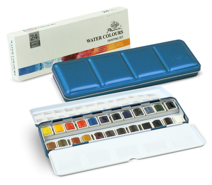 Phoenix Watercolour Sets - 24 pans metal box