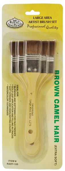 Royal & Langnickel Sets de spalters et pinceaux larges - 3 Pack - Camel Hair Flat - Extra Soft