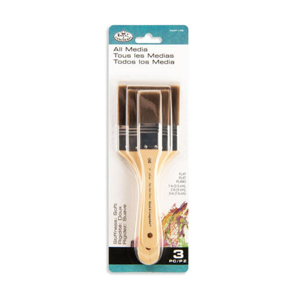 Royal & Langnickel Sets de spalters et pinceaux larges - 3 Pack - Brown Taklon Flat - Firm