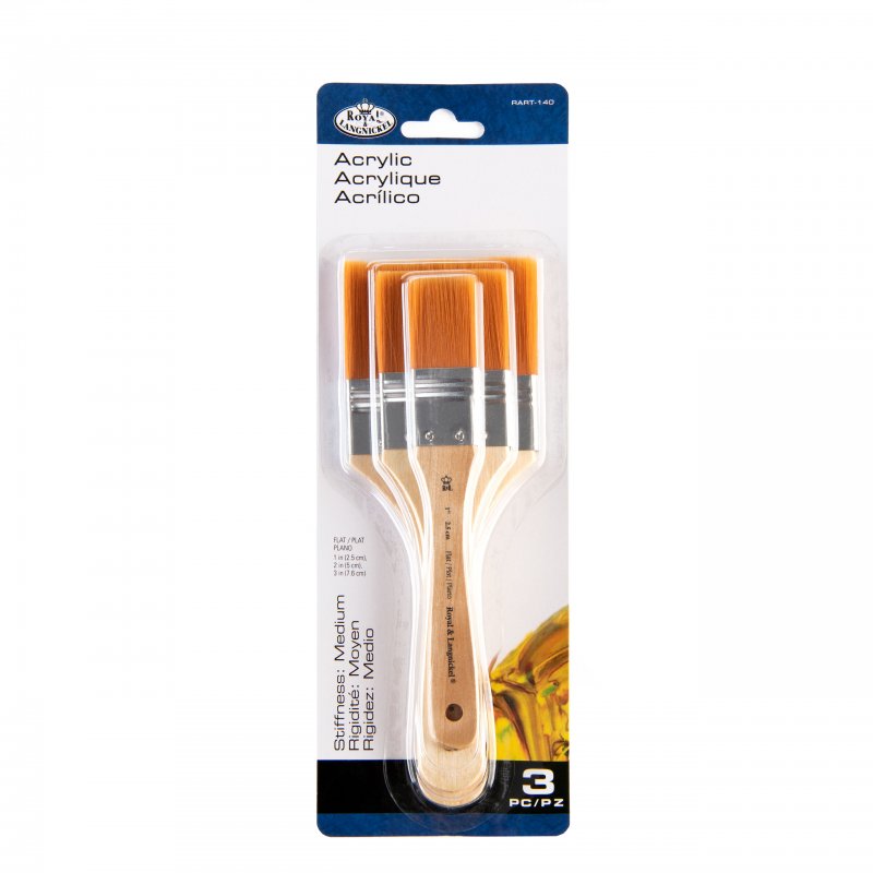 Royal & Langnickel Sets de spalters et pinceaux larges - 3 Pack - Gold Taklon Flat - Medium
