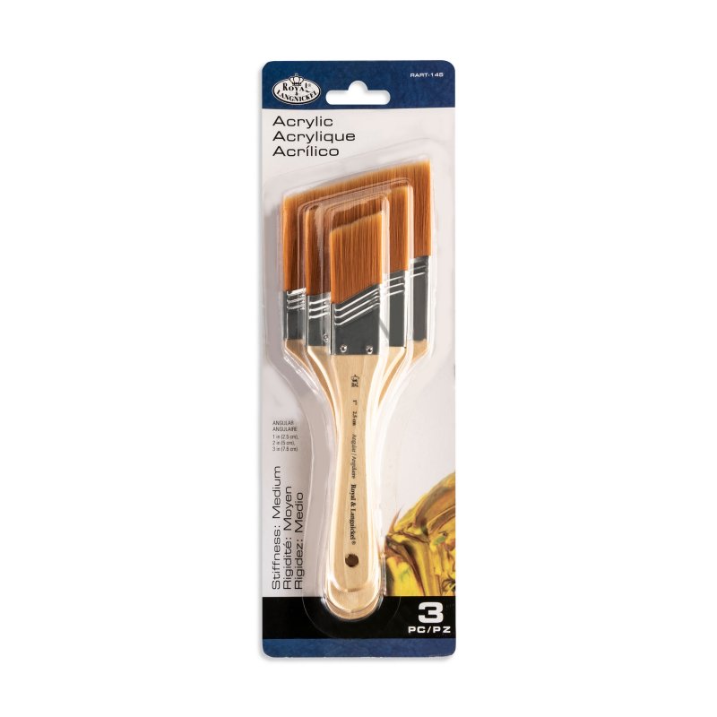Royal & Langnickel Sets de spalters et pinceaux larges - 3 Pack - Gold Taklon Angular - Medium