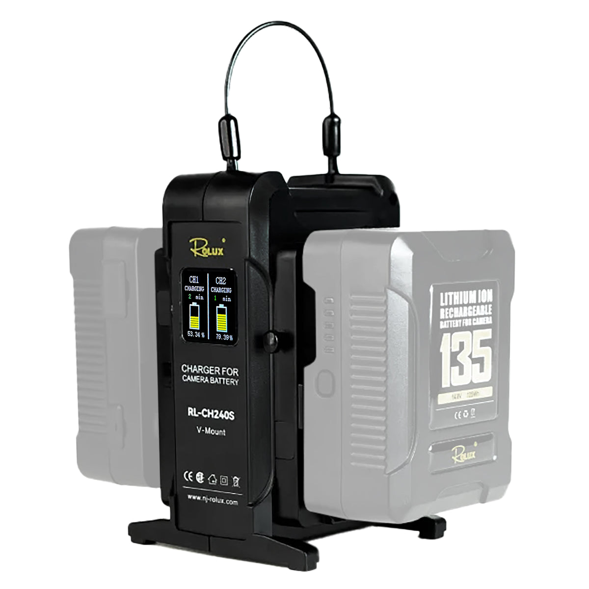 Rolux Chargeur Double Rapide RL-CH240S pour Batterie V-Mount