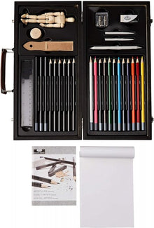 R&L Wooden Box Sketch & Draw Beginners Art Set - 32 Pack