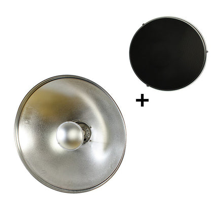 StudioKing Beauty Dish Argenté SK-BD420 42 cm avec Grille en nid d'abeille