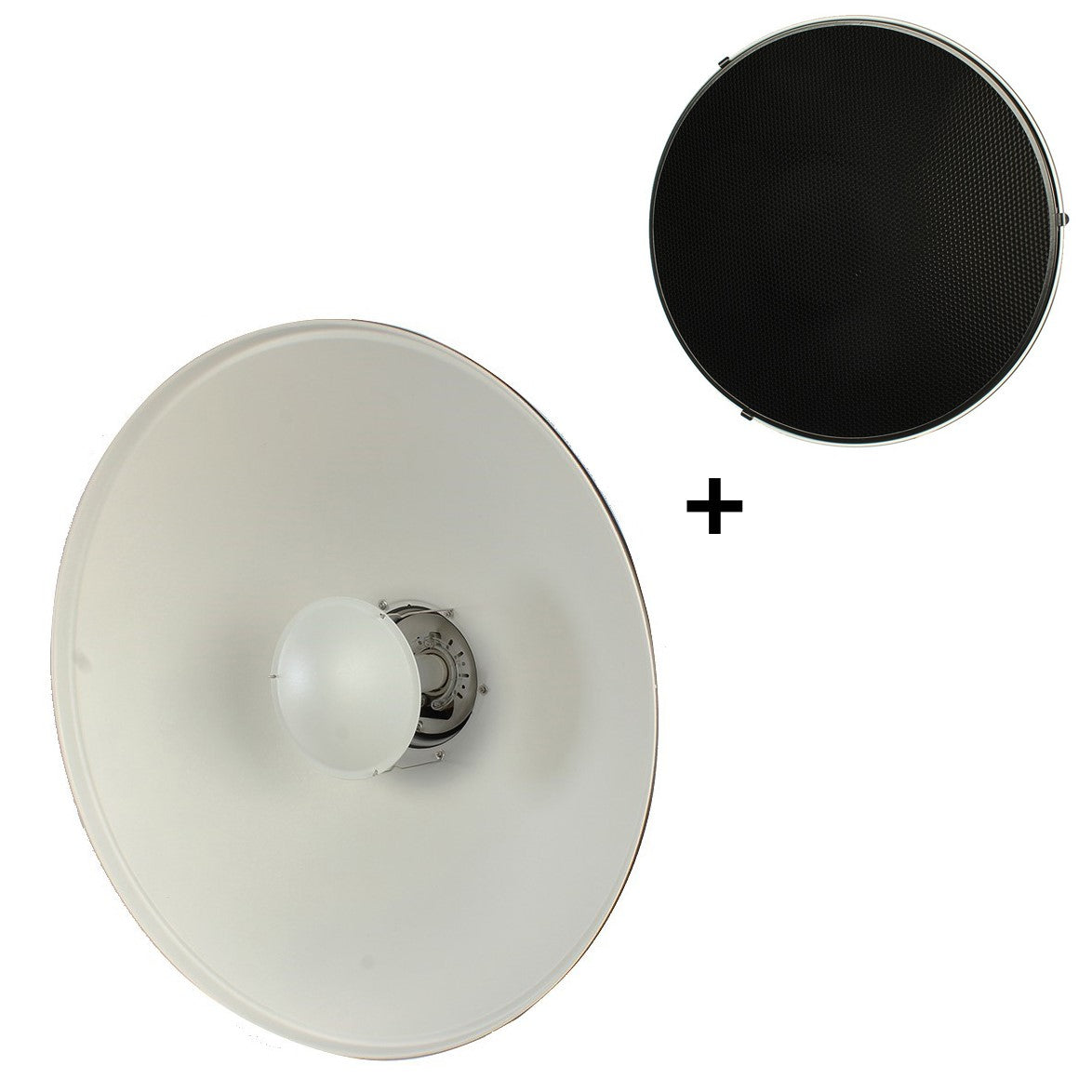 StudioKing Beauty Dish Blanc SK-BD550W 55 cm avec Grille en Nid d'Abeilles