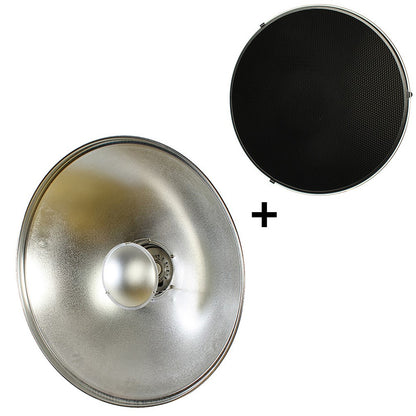 StudioKing Beauty Dish Argent SK-BD700 70 cm avec Grille en Nid d'Abeille